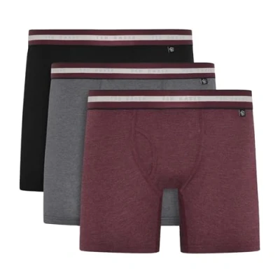 Abbildung von Ted Baker Herren 3er Pack Baumwollhosen Badehose, Schwarz/Grau/Radicchio, S