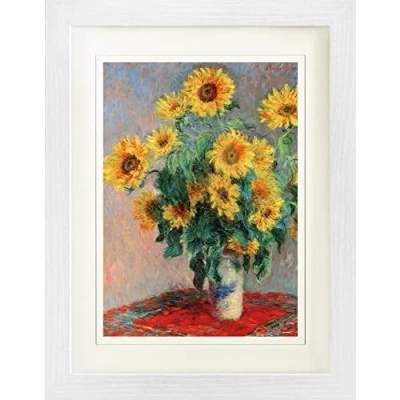 Abbildung von 1art1 Claude Monet Poster Sonnenblumenstrauß. 1880 Gerahmtes Bild Mit Edlem Passepartout Wand Bilder Im Bilderrahmen 40x30 cm
