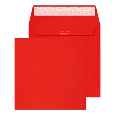 Abbildung von Blake Envelopes Creative Colour 606 Quadratische Briefumschläge Haftklebung Pillar Box Rot 160 x mm 120g/m² 500 Stück