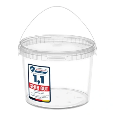 Abbildung von Garronda Eimer mit Deckel 3 L für die Lagerung von Lebensmittel und Chemischen Produkten 5 Stück Transparent GD 0072