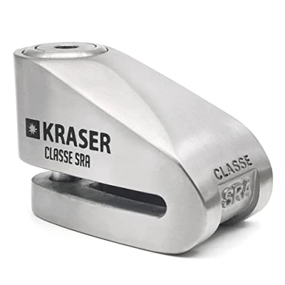 Abbildung von KRASER KR110S Bremsscheibenschloss mit SRA Zulassung, Motorrad Diebstahlsicherung, 10mm Doppelverschluss, 3 Schlüssel + Erinnerungskabel, Rostfreier Stahl, 10 mm