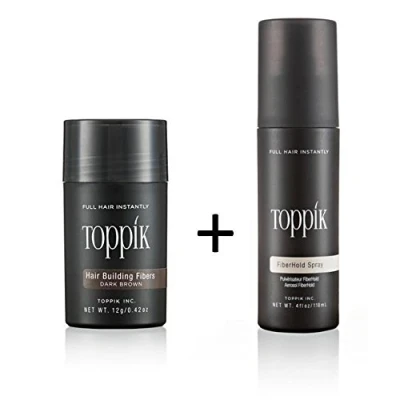 Abbildung von TOPPIK Haarstyling Set 12 g. Haarfasern + Fixier Spray 118ml. Haarverdichtung Streuhaar, Haar Puder, Hair Fibers, Spar