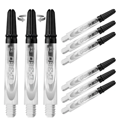 Abbildung von Harrows Darts 3 x Sets of Carbon 360 Dart Stems 9 Shafts in Total Medium, Midi &amp; Short (Klar, Mittel)