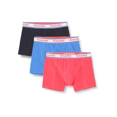 Abbildung von JACK &amp; JONES Herren Jacmike Solid Trunks 3 Pack Boxershorts, Navy Blazer/Pack:Palace Blue Pink Yarrow, S