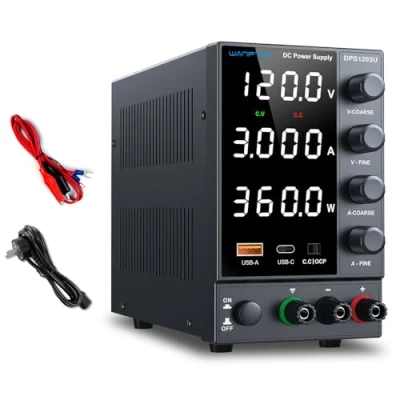 Abbildung von WANPTEK POWER Labornetzteil Regelbar 120V 3A, Labornetzgerät mit OCP Schutz/USB A/Type C Schnellladeanschluss, Variables DC Regelbares Netzgerät 4 Stellige LED Anzeige Gebereinstellknopf