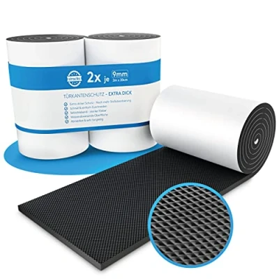 Abbildung von STRACKS® 2X Garagen Wandschutz je 2m x 20cm 9mm Extra Dicker Türschutz Für Ihr Auto und die Garagenwand Selbstklebender Türkantenschutz 2 Rollen schwarz