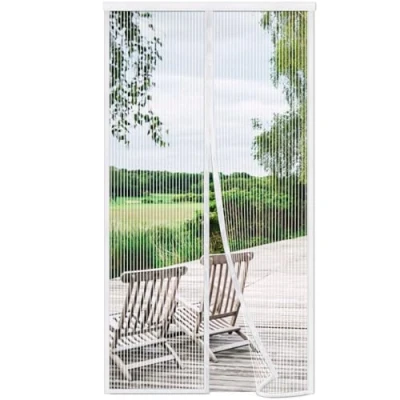 Abbildung von Risareyi Magnet Fliegengitter Tür 90x180cm, Weiß Insektenschutz Balkontür Ohne Bohren, Fenster Automatisches Schließen für Terrassentür mit Klettband