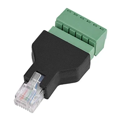 Abbildung von ASHATA RJ12 Stecker auf Schraubklemmenadapter Ethernet 6 poligen