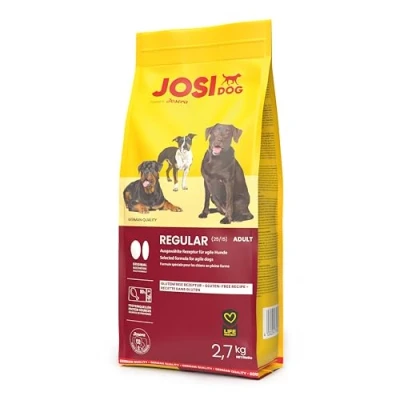 Abbildung von JosiDog Regular (3 x 2,7 kg) Adult Premium Trockenfutter für ausgewachsene &amp; aktive Hunde mit viel tierischem Protein glutenfrei Powered by JOSERA Hundefutter Alleinfutter 3er Pack