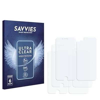 Abbildung von Savvies 6 Stück Schutzfolie für Apple iPhone 7/8 (Vorder + Rückseite) Displayschutz Folie Ultra Transparent