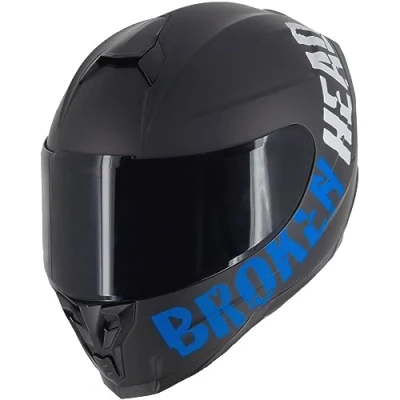 Abbildung von Broken Head BeProud Sport Blau Ltd. Motorradhelm Mit 2 Visieren (Schwarz + Klar) Integralhelm Mattschwarz Größe S (55 56 cm)