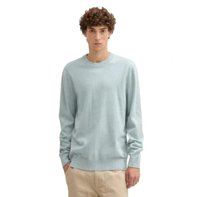 Abbildung von TOM TAILOR Denim Herren Strickpullover aus Baumwolle, 37082 Mint White Mouline, XL