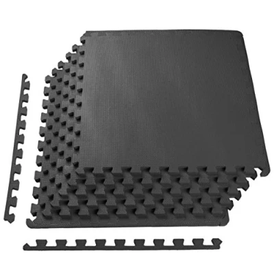 Abbildung von Signature Fitness BalanceFrom Puzzle Gymnastikmatte mit hochwertigem Eva Schaum Interlocking Fliesen, schwarz, All