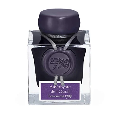 Abbildung von J.Herbin 15579JT Tintenflakon Améthyste l&#039;Oural 1798 (50 ml, mit silbernem Glitzer) violett