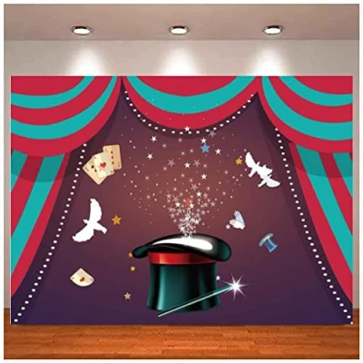 Abbildung von Zaubershow Fotografie Kulisse Party Event Portrait Hintergrund Customized Banner Fotostudio Requisiten 240X180cm