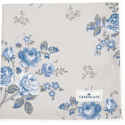 Abbildung von Greengate Harmony Stoffserviette mit Spitze hellgrau 40x40cm