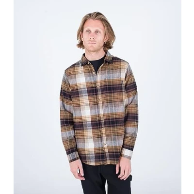 Abbildung von Hurley Herren Portland Bio Flanell Ss Hemd, Golden Doodle, M