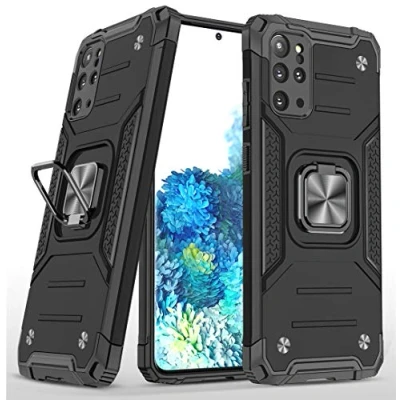 Abbildung von KANSi Hülle kompatibel für Samsung Galaxy S20+ / S20 Plus, Silikon TPU Hart PC Handy Hüllen 360 Grad Drehbar Ringhalter Bumper Stoßdämpfung Schutzhülle Schwarz