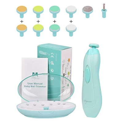 Abbildung von Elektrische baby Nagelfeile, Maniküre &amp; Pediküre Nagelpflege Set 10 in 1 Nagelfeile mit LED Licht für Babys, Kleinkind, Erwachsene, gesund und Sicher, macht fröhlich (Batterien NICHT inklusive)
