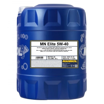 Abbildung von Mannol Elite 5W 40 20l Motoröl MN7903 20 OPEL: Agila A, Corsa D Schrägheck, Meriva MERCEDES BENZ: S Klasse Limousine, C T modell