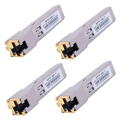 Abbildung von 4PCS 1000BASE T Gigabit SFP auf RJ45 Kupfer Ethernet Modular Transceiver für Cisco,Meraki,Ubiquiti,D/TP Link,Supermicro,Netgear,Broadcom, 1.25G CAT5E/CAT6 bis zu 100m Mikrotik S RJ01