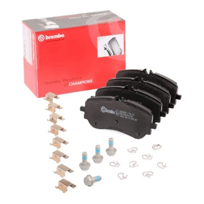 Abbildung von BREMBO P 85 172 Bremsbelagsatz exkl. Verschleißwarnkontakt mit Bremssattelschrauben Zubehör VOLKSWAGEN: Amarok Pritsche / Fahrgestell