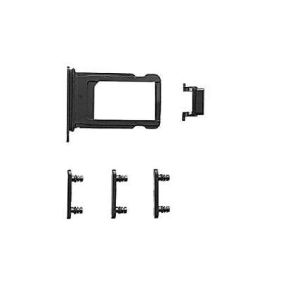 Abbildung von Smartex® Schwarz Taste + SIM Karten Halter kompatibel mit iPhone 7 / Power On Off, Mute, Volumen Ersatzteil