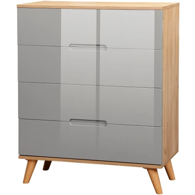 Abbildung von andas Kommode &quot;Lund Schlafzimmerschrank Wäscheschrank mit hochglänzenden Fronten&quot;, Schlafzimmerkommode Bestseller im skandinavischem Design