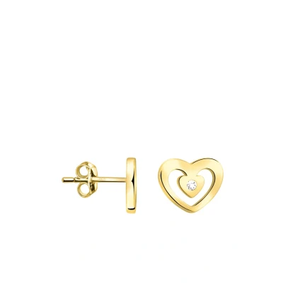 Abbildung von SOFIA MILANI Damen Ohrringe 925 Silber vergoldet/golden &amp; mit Zirkonia Steinen Herz Ohrstecker E2865