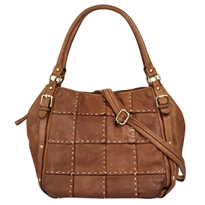 Abbildung von Samantha Look Shopper Echt Leder Damen Made in Italy, Smartphonefach, Patchwork Umhängetasche 021779