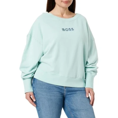 Abbildung von BOSS ELAY Stonebadge Sweatshirt, Damen, Größe: Small, Turquoise/aqua