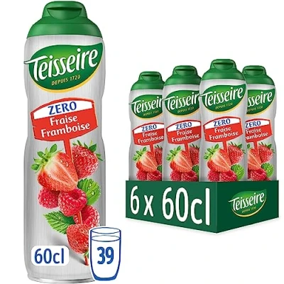 Abbildung von Teisseire Erdbeere Himbeere (Fraise Framboise) Zero Zuckerfrei für Erfrischungsgetränke, 6x600 ml