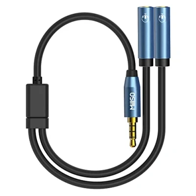 Abbildung von MillSO 3.5mm Kopfhörer Adapter Splitter 4 polig 3,5mm Klinke Y Kabel (1 zu 2 Klinke) Audio Mic für Handy, Laptop, Xbox One, PS4, PC und MP3 Player