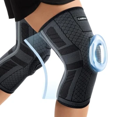 Abbildung von CAMBIVO 2 Stück Kniebandage Männer Damen, Knieschoner Volleyball mit PMMA Seitenstabilisatoren und Patella Pad, Knee Support für Meniskusriss, Arthritis, ACL, Gelenkschmerzen,Sport