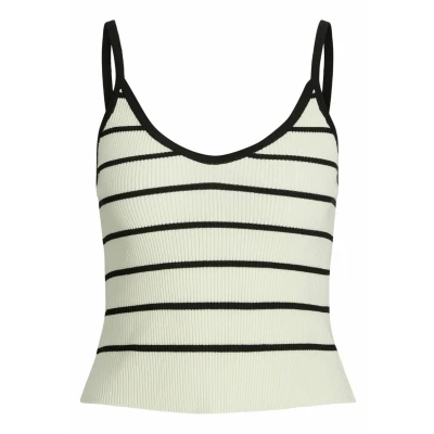 Abbildung von JJXX Damen JXESTHER Tight Short Stripe TOP Knit Stricktop, Cremefarben, X Small