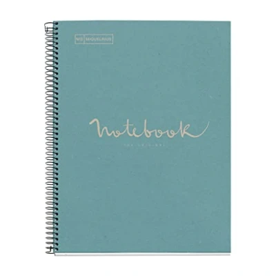 Abbildung von Miquelrius Notebook 100 Prozent recycelt, 1 Farbstreifen, A4, 80 Blatt mit horizontalem Linien, 7 mm, Papier 80g, 4 Bohrungen, Kartoneinband, Blau