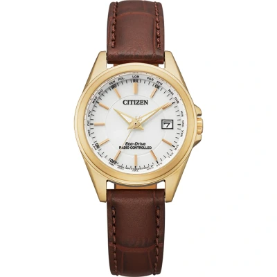 Abbildung von Citizen Funkuhr EC1183 16A, Armbanduhr, Damenuhr, Solar, Lederarmband, Saphirglas, Datum