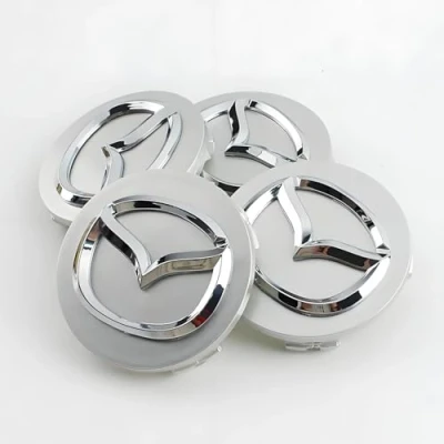 Abbildung von LLTSNT 4 Stück Nabendeckel für Mazda 60mm, Radnabenkappen Felgenkappen Felgendeckel Nabenkappen Wheel Caps Radnabenabdeckung,Silver