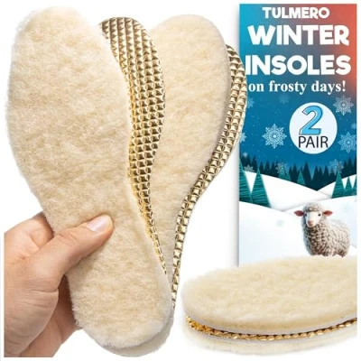 Abbildung von Thermoeinlegesohle Wollsohle für Winter Warme Schuheinlagen Herren Damen und Kinder wärmende Einlegesohlen 2 Paare TULMERO Einlagen Größe 38