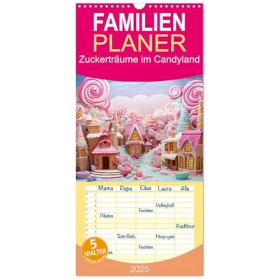 Abbildung von Familienplaner 2025 Zuckerträume im Candyland mit 5 Spalten (Wandkalender, 21 cm x 45 cm), CALVENDO