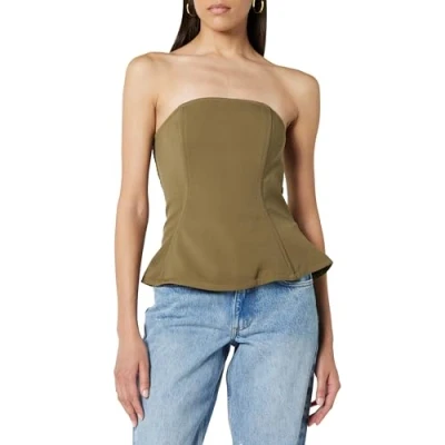 Abbildung von The Drop Alejandra Strapless Corset Crop Top, Capers Olive, XXL
