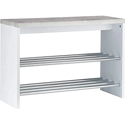 Abbildung von HAKU Möbel 95631 Bank, Metall, Betonoptik weiß chrom, 81 x 30 55