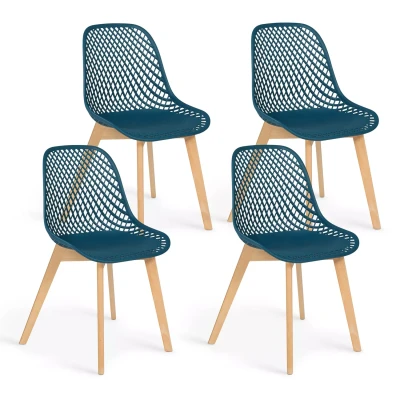 Abbildung von IDMarket Set mit 4 Stühlen Mandy für Esszimmer, Entenblau