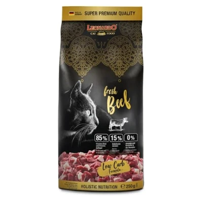 Abbildung von Leonardo Fresh Beef &amp; Poultry Low Carb Formula Doppelpack 2 x 250 g Alleinfuttermittel für ausgewachsene Katzen Kann dabei helfen den pH Wert des Harns zu optimieren