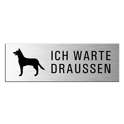 Abbildung von OFFORM DESIGN Schild Hunde warten draussen Türschild 240 x 80 mm Aluminium selbstklebend Nr.10505 S