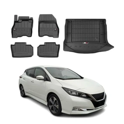 Abbildung von OMAC Fußmatten &amp; Kofferraumwanne Set kompatibel mit Nissan Leaf 2017 2024 Gummi Schwarz 5X