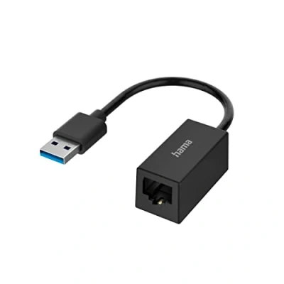 Abbildung von Hama USB Ethernet Adapter (Netzwerkadapter 3.0 für Gigabit 10, 100, 1000 Mbps, LAN Adapter, Stecker auf Buchse, kompatibel mit Windows und Mac, PC, Laptop, Tablet)