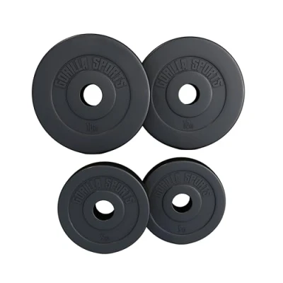 Abbildung von GORILLA SPORTS Hantelscheiben Olympia, 1,25kg 30kg Gewichte, Einzeln / Set, Ø 50mm, aus Kunststoff, Gewichtsscheiben, Olympiascheiben, Schwarz