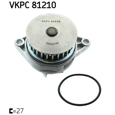 Abbildung von SKF VKPC 81210 Wasserpumpe 27 mit Dichtungen Metall für Zahnriementrieb VOLKSWAGEN: Fox Schrägheck, GOLF 3, Polo III Schrägheck