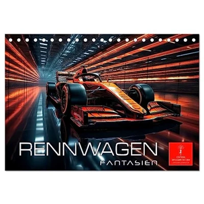 Abbildung von Rennwagen Fantasien (Tischkalender 2025 DIN A5 quer), CALVENDO Monatskalender